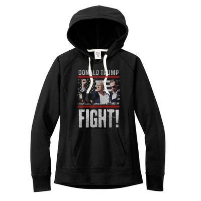 Donald Trump Fist American Flag Trump Fight Gift Women's Fleece Hoodie