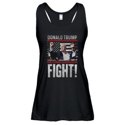 Donald Trump Fist American Flag Trump Fight Gift Ladies Essential Flowy Tank