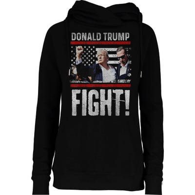 Donald Trump Fist American Flag Trump Fight Gift Womens Funnel Neck Pullover Hood