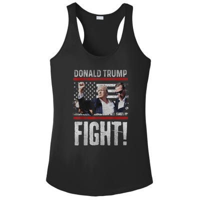 Donald Trump Fist American Flag Trump Fight Gift Ladies PosiCharge Competitor Racerback Tank