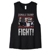 Donald Trump Fist American Flag Trump Fight Gift Women's Racerback Cropped Tank