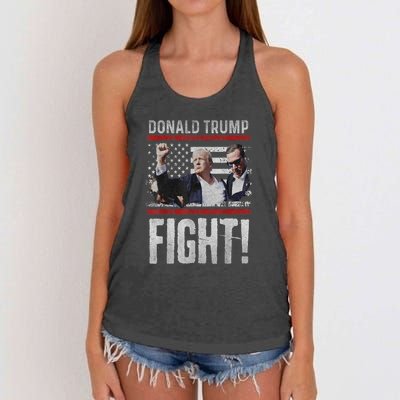 Donald Trump Fist American Flag Trump Fight Gift Women's Knotted Racerback Tank