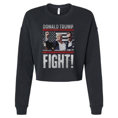 Donald Trump Fist American Flag Trump Fight Gift Cropped Pullover Crew