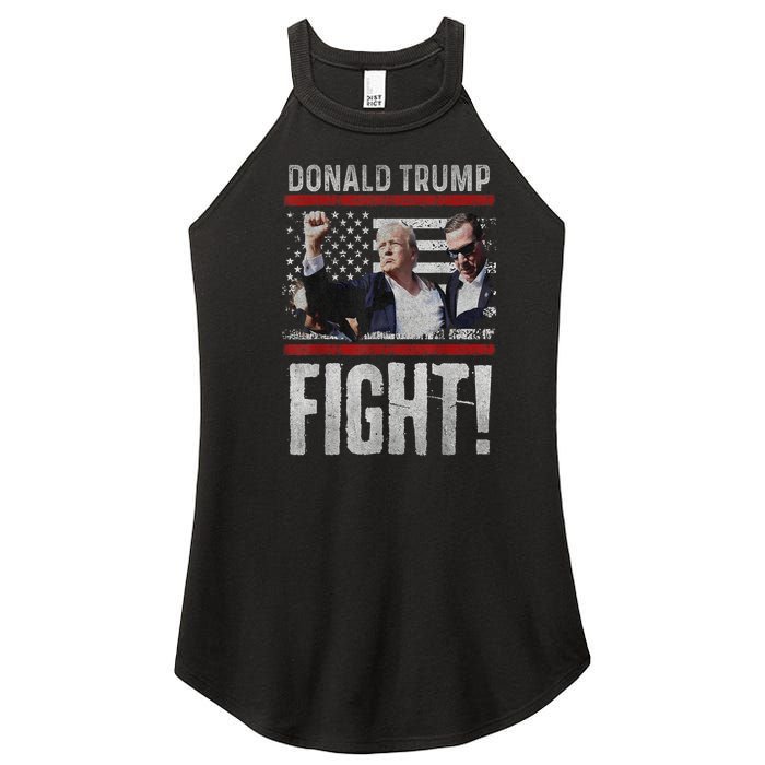 Donald Trump Fist American Flag Trump Fight Gift Women's Perfect Tri Rocker Tank