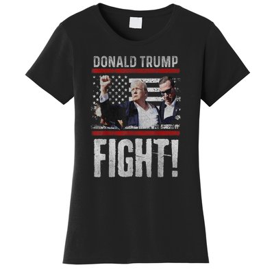 Donald Trump Fist American Flag Trump Fight Gift Women's T-Shirt