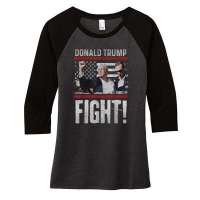 Donald Trump Fist American Flag Trump Fight Gift Women's Tri-Blend 3/4-Sleeve Raglan Shirt