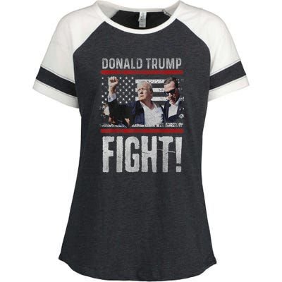 Donald Trump Fist American Flag Trump Fight Gift Enza Ladies Jersey Colorblock Tee