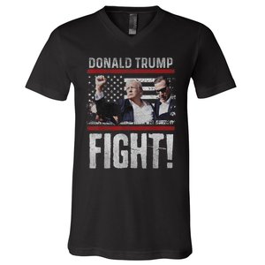 Donald Trump Fist American Flagtee Trump Fight V-Neck T-Shirt