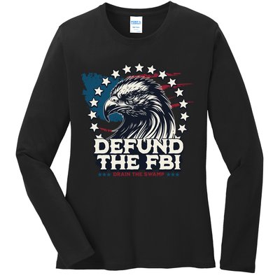 Defund The FBI MAGAConservative Republican Fourth Of July Ladies Long Sleeve Shirt