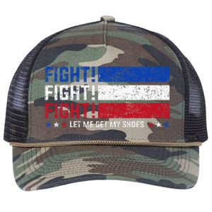 Donald Trump Fight Fist 2024 Let Me Get My Shoes Trump Retro Rope Trucker Hat Cap