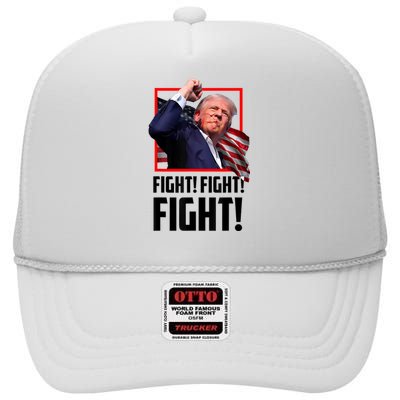 Donald Trump Fight Fighting Fighters Supporters Americans High Crown Mesh Back Trucker Hat