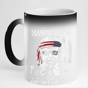 Donal Trump Funny Hawk Tush Spit On That Thang Gift 11oz Black Color Changing Mug