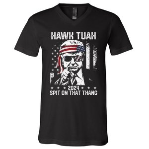 Donal Trump Funny Hawk Tush Spit On That Thang Gift V-Neck T-Shirt