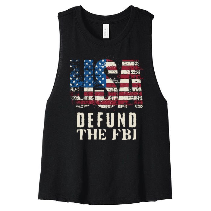 Defund The FBI MAGA Conservative Republican Fourth Of July Women's Racerback Cropped Tank