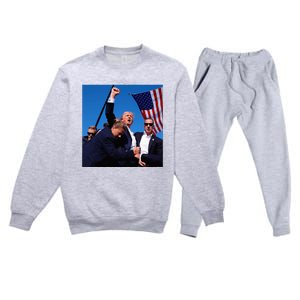 Donald Trump Fight Fist 2024 Premium Crewneck Sweatsuit Set