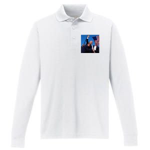 Donald Trump Fight Fist 2024 Performance Long Sleeve Polo