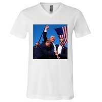 Donald Trump Fight Fist 2024 V-Neck T-Shirt