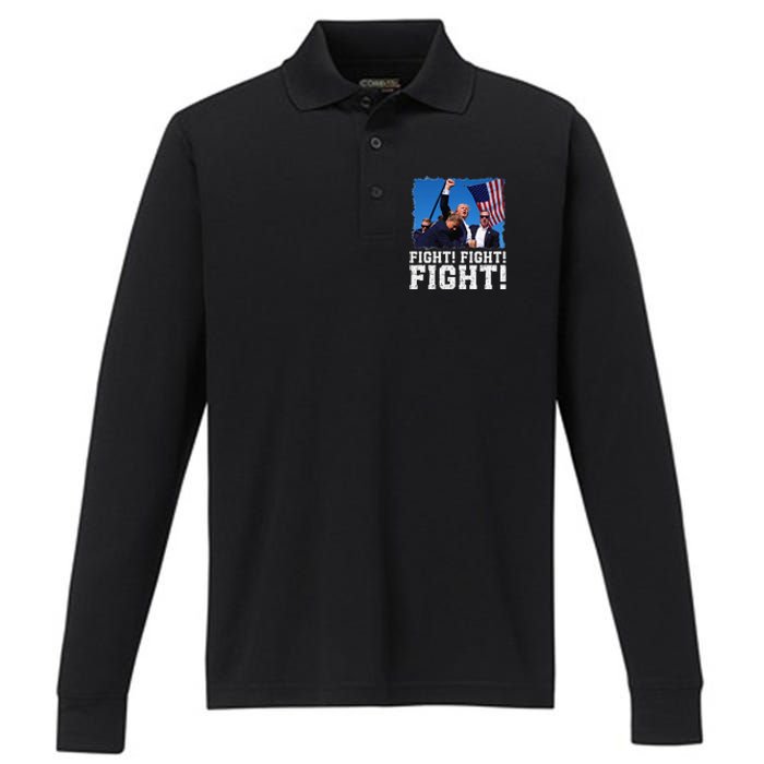 Donald Trump Fight Fighting Fighters Supporters Americans Performance Long Sleeve Polo