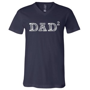 Dad2 Two  Fathers Day Father Of Two V-Neck T-Shirt