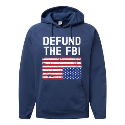 Defund The FBI American Flag Performance Fleece Hoodie