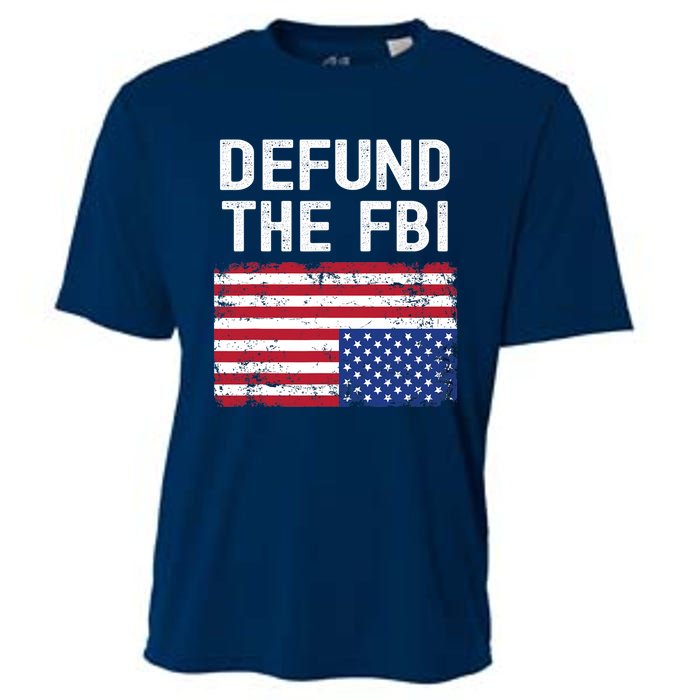 Defund The FBI American Flag Cooling Performance Crew T-Shirt