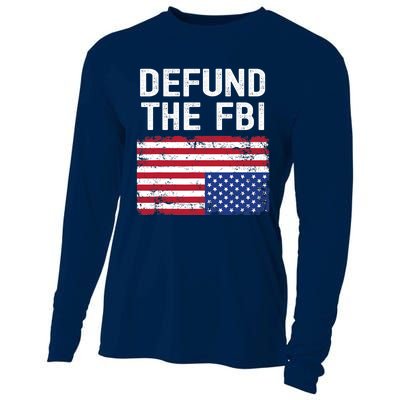 Defund The FBI American Flag Cooling Performance Long Sleeve Crew