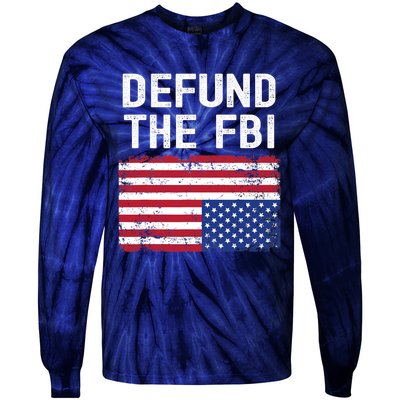 Defund The FBI American Flag Tie-Dye Long Sleeve Shirt