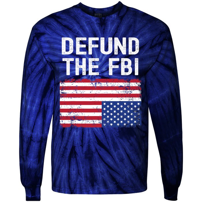 Defund The FBI American Flag Tie-Dye Long Sleeve Shirt