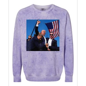 Donald Trump Fight Fist 2024 Raglan Baseball Colorblast Crewneck Sweatshirt