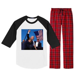 Donald Trump Fight Fist 2024 Raglan Baseball Raglan Sleeve Pajama Set