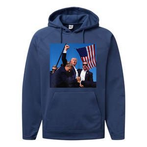 Donald Trump Fight Fist 2024 Raglan Baseball Performance Fleece Hoodie