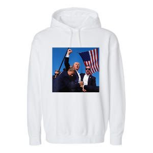 Donald Trump Fight Fist 2024 Raglan Baseball Garment-Dyed Fleece Hoodie