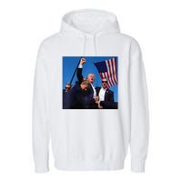 Donald Trump Fight Fist 2024 Raglan Baseball Garment-Dyed Fleece Hoodie