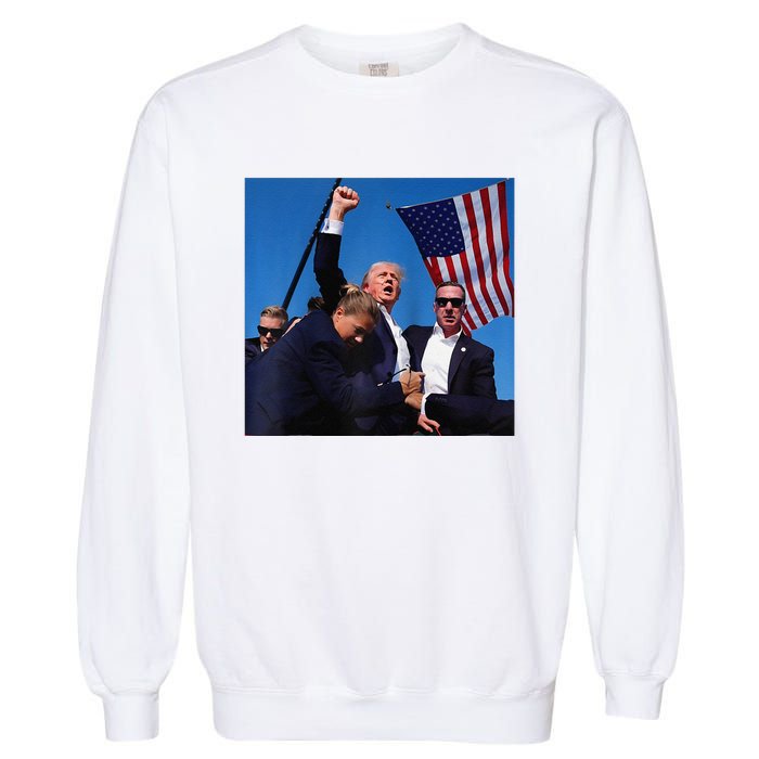 Donald Trump Fight Fist 2024 Raglan Baseball Garment-Dyed Sweatshirt