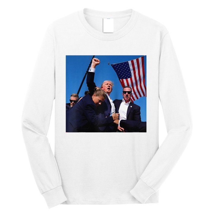 Donald Trump Fight Fist 2024 Raglan Baseball Long Sleeve Shirt