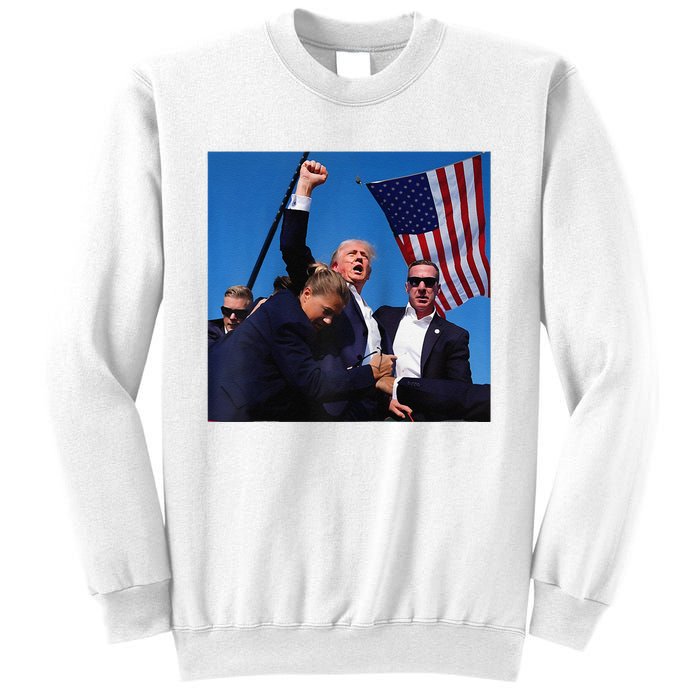 Donald Trump Fight Fist 2024 Raglan Baseball Sweatshirt