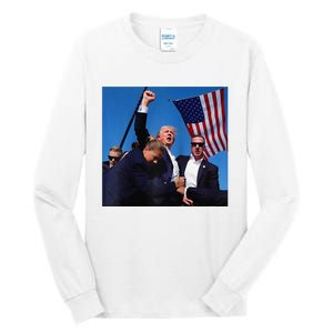 Donald Trump Fight Fist 2024 Raglan Baseball Tall Long Sleeve T-Shirt