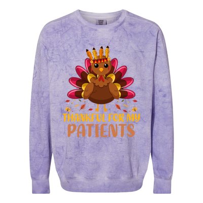 Doctor Thankful For My Patients Nurse Thanksgiving Meaningful Gift Colorblast Crewneck Sweatshirt