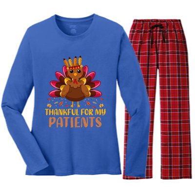 Doctor Thankful For My Patients Nurse Thanksgiving Meaningful Gift Women's Long Sleeve Flannel Pajama Set 