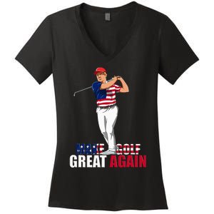 Donald Trump Funny Golf Gift Women's V-Neck T-Shirt