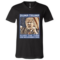 Dump Trump Flush The Turd Antitrump Antimaga V-Neck T-Shirt