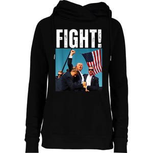 Donald Trump Fight Fist 2024 Womens Funnel Neck Pullover Hood