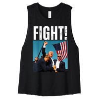 Donald Trump Fight Fist 2024 Women's Racerback Cropped Tank