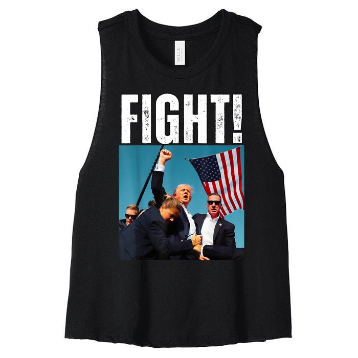 Donald Trump Fight Fist 2024 Women's Racerback Cropped Tank