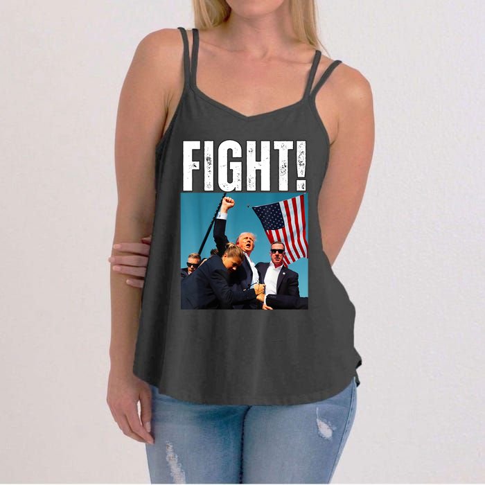 Donald Trump Fight Fist 2024 Women's Strappy Tank