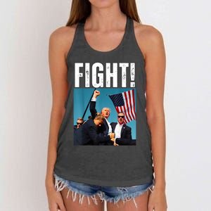 Donald Trump Fight Fist 2024 Women's Knotted Racerback Tank