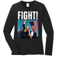 Donald Trump Fight Fist 2024 Ladies Long Sleeve Shirt