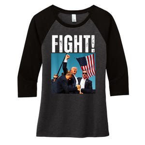 Donald Trump Fight Fist 2024 Women's Tri-Blend 3/4-Sleeve Raglan Shirt