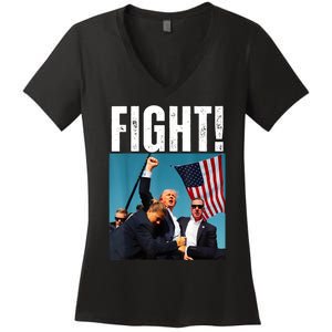 Donald Trump Fight Fist 2024 Women's V-Neck T-Shirt