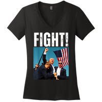 Donald Trump Fight Fist 2024 Women's V-Neck T-Shirt